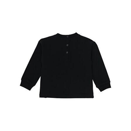 Panço Kız Çocuk 3 Boyutlu Kaset Baskılı Sweatshirt Siyah