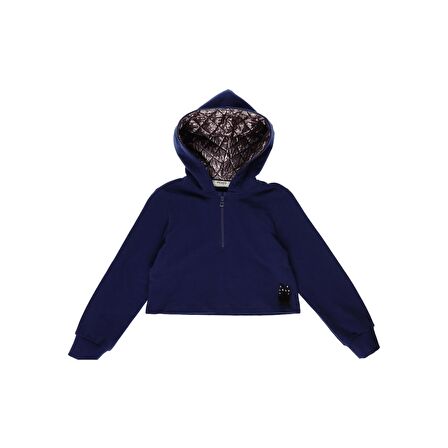 Panço Kız Çocuk   Kapitone Detaylı Crop Sweatshirt