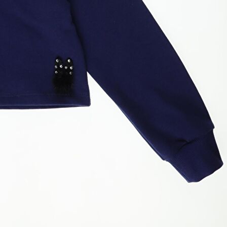 Panço Kız Çocuk   Kapitone Detaylı Crop Sweatshirt