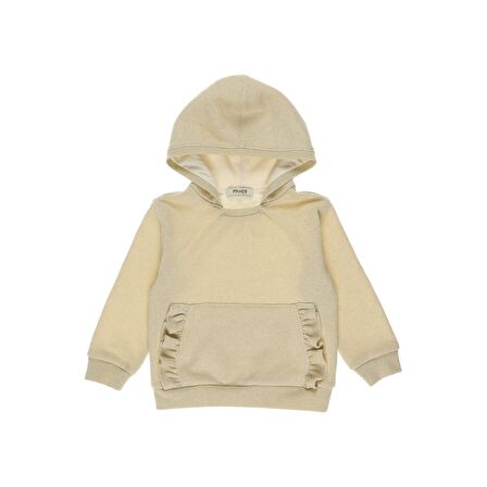 Panço Kız Bebek Cebi Fırfır Detaylı Kapüşonlu Sweatshirt