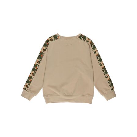 Panço Kız Çocuk  Desenli Şerit Detaylı Baskılı Sweatshirt