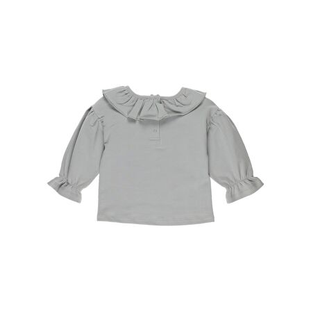 Panço Kız Bebek Fırfır Detaylı Kolları Büzgülü Sweatshirt