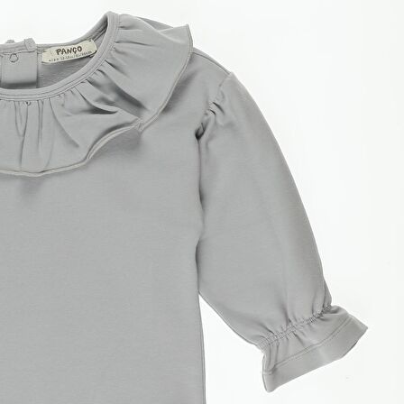Panço Kız Bebek Fırfır Detaylı Kolları Büzgülü Sweatshirt