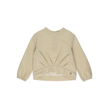 Panço Kız Bebek Büzgü Detaylı Gold Simli Sweatshirt