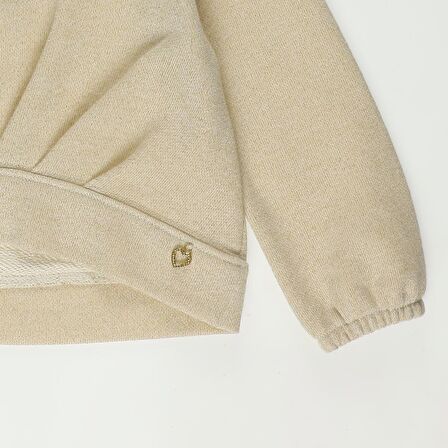 Panço Kız Bebek Büzgü Detaylı Gold Simli Sweatshirt