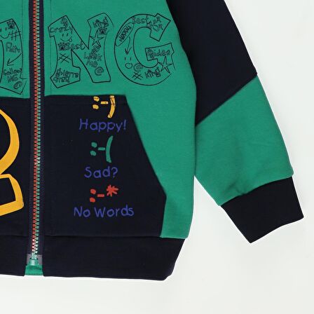 Panço Erkek Bebek Fermuar Baskı Detaylı Sweatshirt