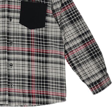 Panço Erkek Çocuk Kapüşonlu Kareli Gömlek Siyah