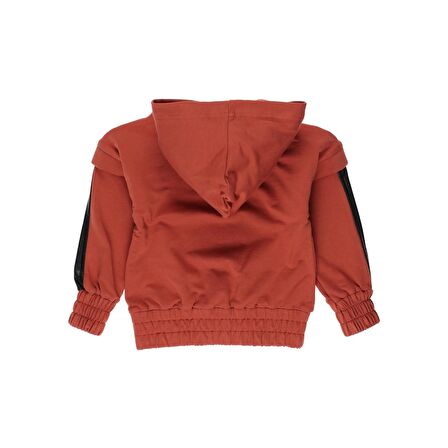Panço Kız Çocuk  Deri Detaylı Lastikli Sweatshirt