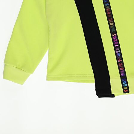 Panço Kız Çocuk Asimetrik Omuz Şerit Detaylı Sweatshirt Yeşil