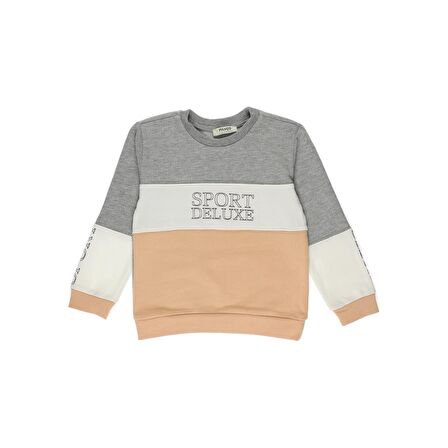 Panço Kız Çocuk Blok Parçalı Çıtçıt Detay Sweatshirt Somon