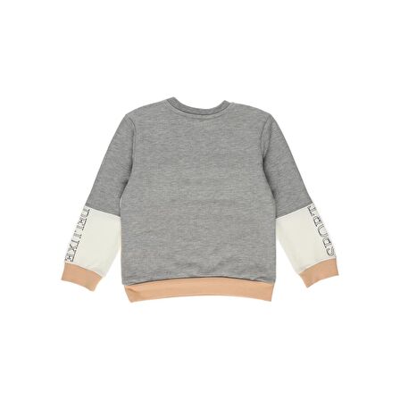 Panço Kız Çocuk Blok Parçalı Çıtçıt Detay Sweatshirt Somon