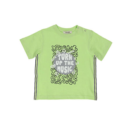 Panço Erkek Çocuk Baskılı Kısa Kollu T-shirt Yeşil