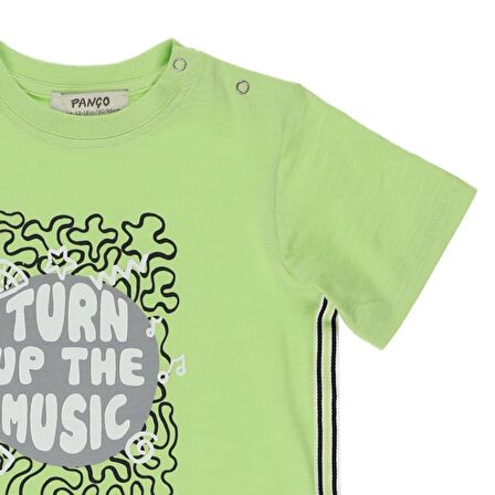 Panço Erkek Çocuk Baskılı Kısa Kollu T-shirt Yeşil