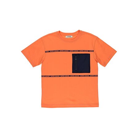 Panço Erkek Çocuk Fermuar Detaylı T-shirt Somon