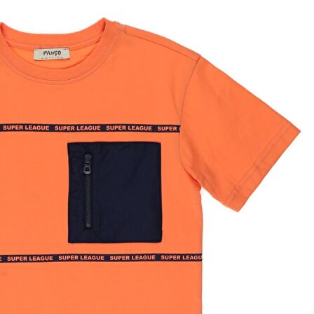 Panço Erkek Çocuk Fermuar Detaylı T-shirt Somon
