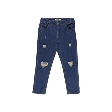 Panço Erkek Çocuk Yırtık Yıkamalı Denim Pantolon Lacivert