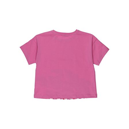 Panço Kız Çocuk Kısa Kollu Baskılı T-shirt Pembe