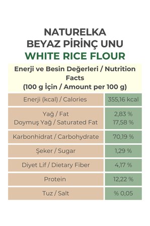 Glutensiz Beyaz Pirinç Unu 500 Gr