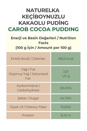 Naturelka Keçiboynuzlu Kakaolu Puding 220 gr