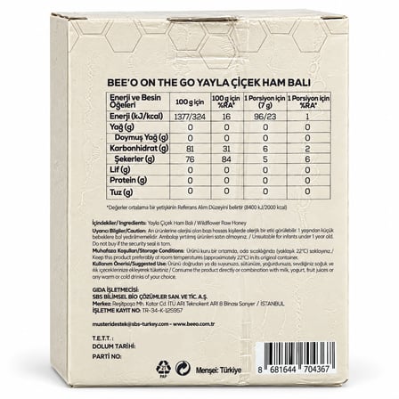 BEEO Ham Süzme Çiçek Balı Mini 7g 120 Adet