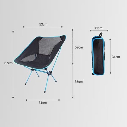 FUNKY CHAIRS Ultralight 900 gr Alüminyum Katlanır Kamp Sandalyesi - Mavi