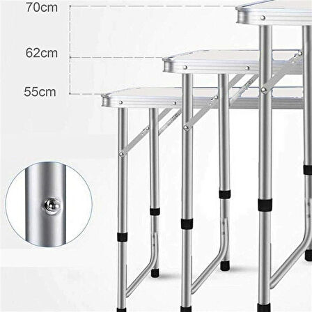 FUNKY CHAIRS TABURESİZ Katlanabilir Piknik Masası Seti -Gri