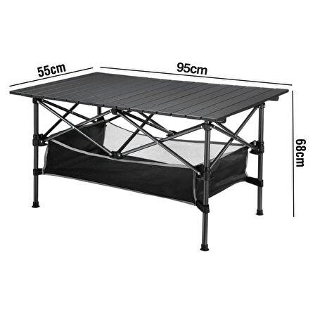 Funky Chairs Family Large Katlanabilir Alüminyum Kamp Masası - Siyah (95x55x68cm)