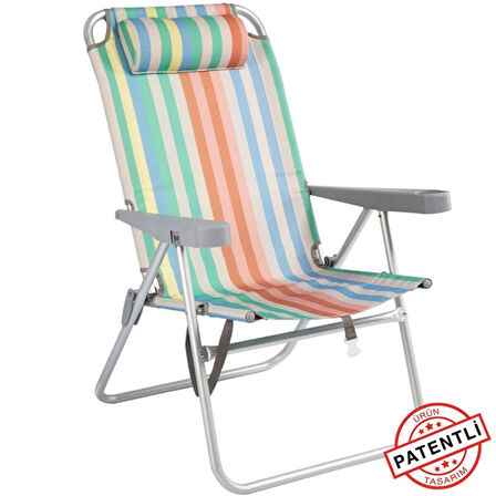 FUNKY CHAIRS Sunny 5 Kademeli Alüminyum Kamp ve Plaj Sandalyesi + Şemsiye Seti
