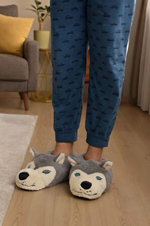 Kurt Figürlü Peluş Panduf Ev Pandufu Unisex Panduf