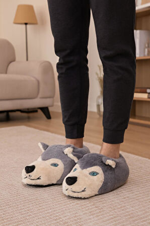 Kurt Figürlü Peluş Panduf Ev Pandufu Unisex Panduf