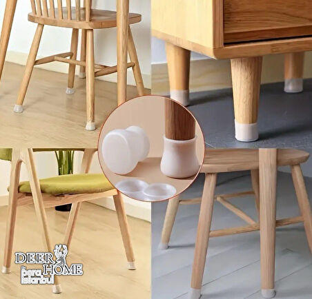 Masa Sandalye Ayak Koruyucu 8'li Silikon Ev Eşyaları Koruma Aparatı Parke Seramik Çizmez Masa Ayağı