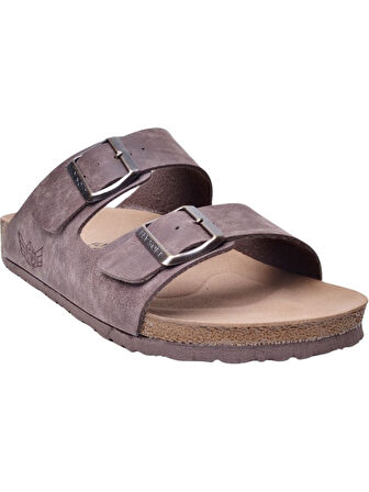 Fly Soft S903-002 Erkek İki Tokalı Mantar Tabanlı Yazlık Comfort Terlik Kahve