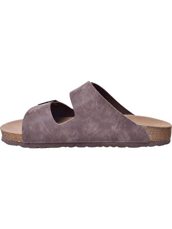 Fly Soft S903-002 Erkek İki Tokalı Mantar Tabanlı Yazlık Comfort Terlik Kahve