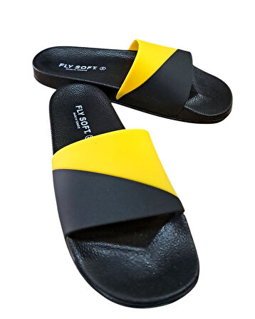 Fly Soft S263.071 Erkek Havuz - Plaj Ve Günlük Terlik Siyah - Sarı