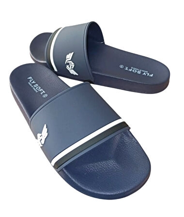 Fly Soft S263.078 Erkek Havuz - Plaj Günlük Terlik Beyaz - Lacivert