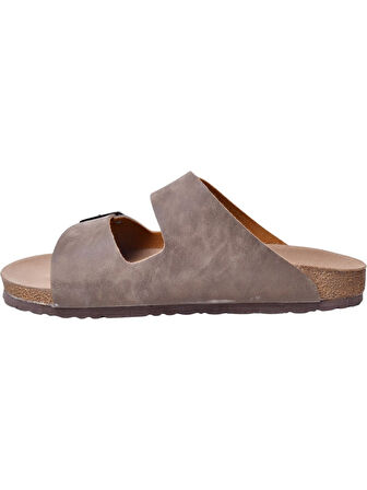 Fly Soft S902.002 Unısex Çift Tokalı Mantar Taban Comfort Terlik Vizon