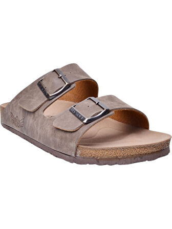 Fly Soft S902.002 Unısex Çift Tokalı Mantar Taban Comfort Terlik Vizon