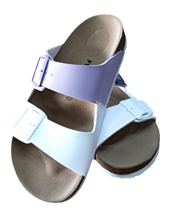 Fly Soft S902.060 Kadın İki Tokalı Comfort Terlik Beyaz - Lila
