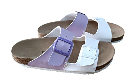 Fly Soft S902.060 Kadın İki Tokalı Comfort Terlik Beyaz - Lila