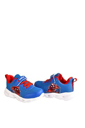 Spiderman Erkek Çocuk Mavi / Siyah Işıklı Spor Ayakkabı Hafif Sneaker