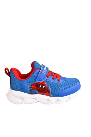 Spiderman Erkek Çocuk Mavi / Siyah Işıklı Spor Ayakkabı Hafif Sneaker