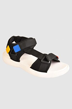 Unisex Step Renkli Cırtlı Rahat Düz Taban Spor Sandalet