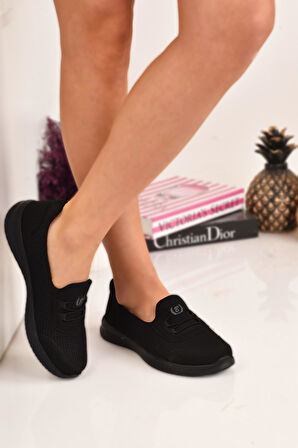  Kadın Siyah Bağcık Detaylı Anne Ayakkabısı Günlük Ayakkabı Babet