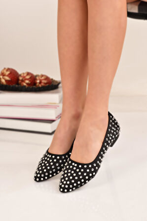   Kadın Günlük Ayakkabı Esnek Rahat Taban Taşlı Babet