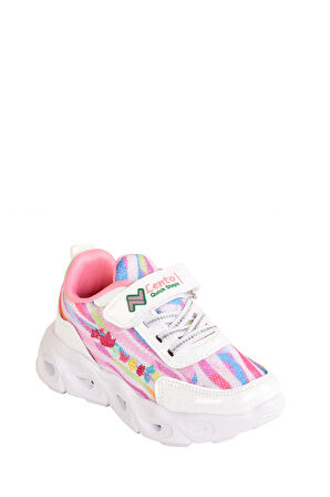 Kız Çocuk Hafif Kaymaz Anatomik Taban Işıklı Spor Ayakkabı Sneaker