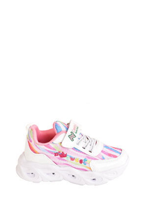 Kız Çocuk Hafif Kaymaz Anatomik Taban Işıklı Spor Ayakkabı Sneaker