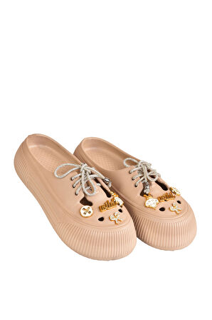  Bağcıklı Taşlı Eva Babet Ayakkabı