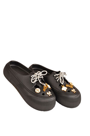  Bağcıklı Taşlı Eva Babet Ayakkabı