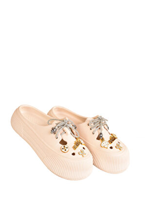  Bağcıklı Taşlı Eva Babet Ayakkabı