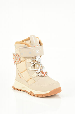 Dayanıklı, Su Geçirmez, Ortopedik, Cırtlı, Bej Kız Çocuk Kar Botu Ayakkabı